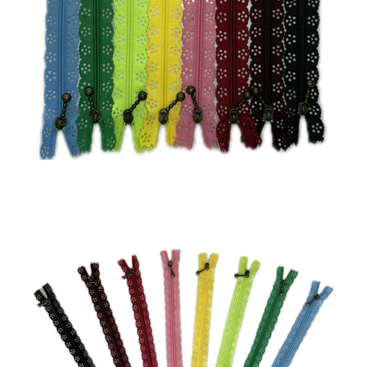 Lace Zipper 30cm 8pc Pack