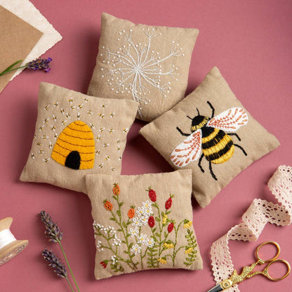 Linen Lavender Bags Embroidery Kit | Bees