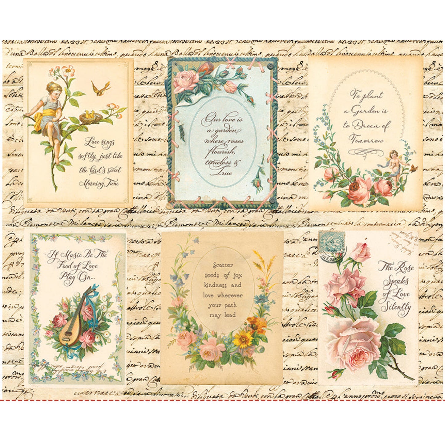 Rose & Violets Bouquet Des Fleurs Rose Garden Panel