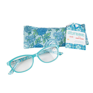 Lori Holt Reader Glasses Aqua with Soft Case +2.50 Strength