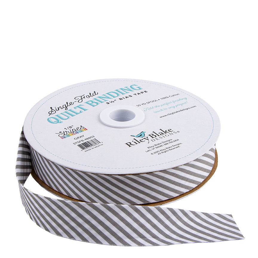 Single Fold Quilt Binding 1/8" Stripe | Gray