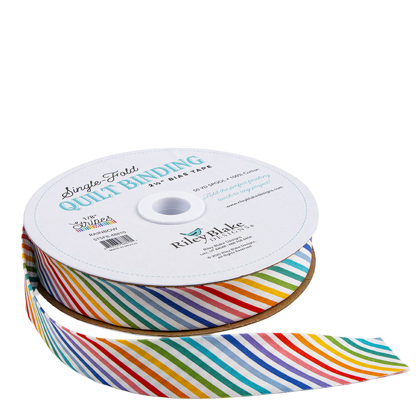 Single Fold Quilt Binding 1/8" Stripe | Rainbow