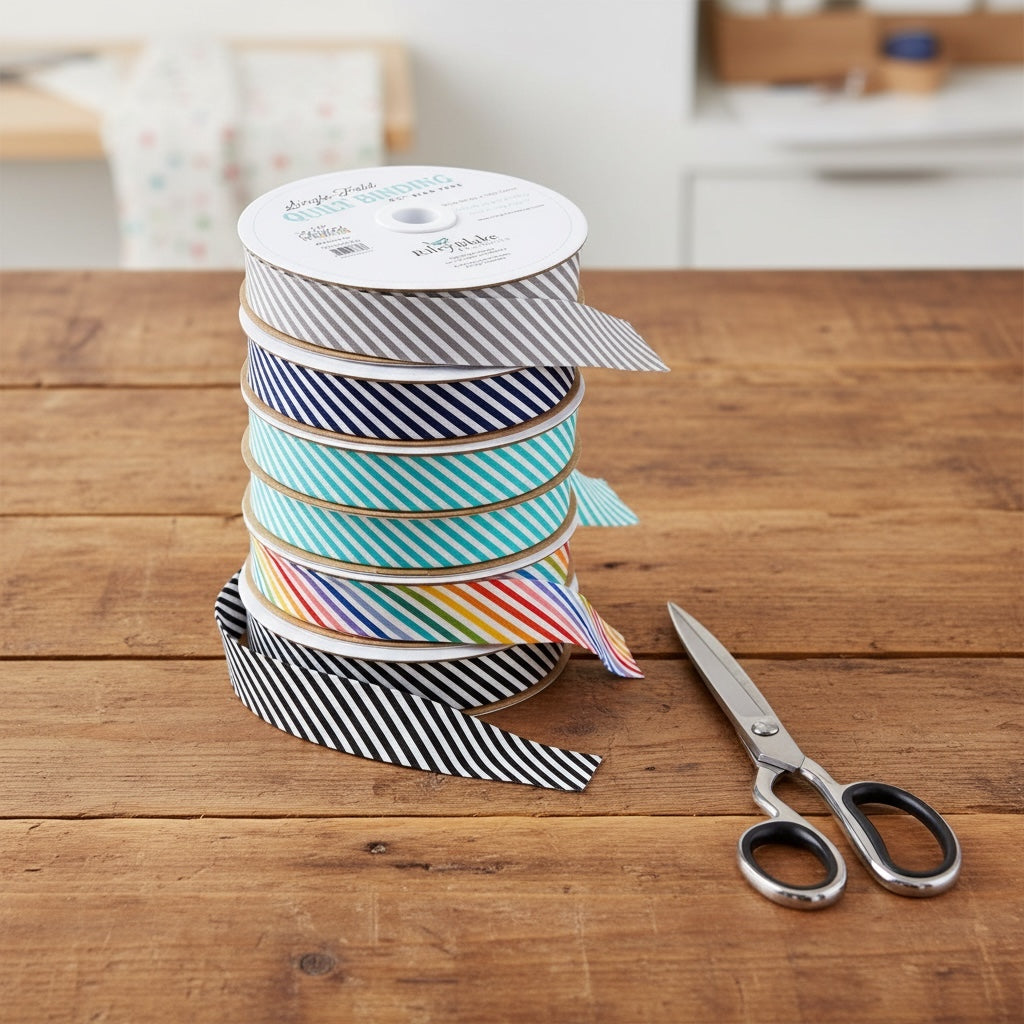 Single Fold Quilt Binding 1/8" Stripe | Black