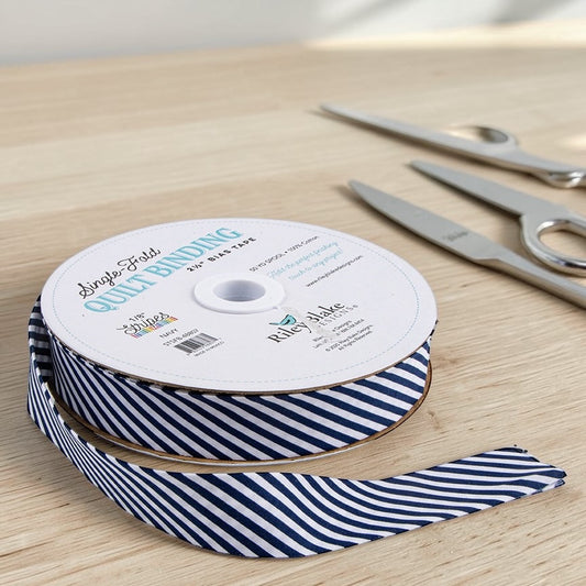 Single Fold Quilt Binding 1/8" Stripe | Navy