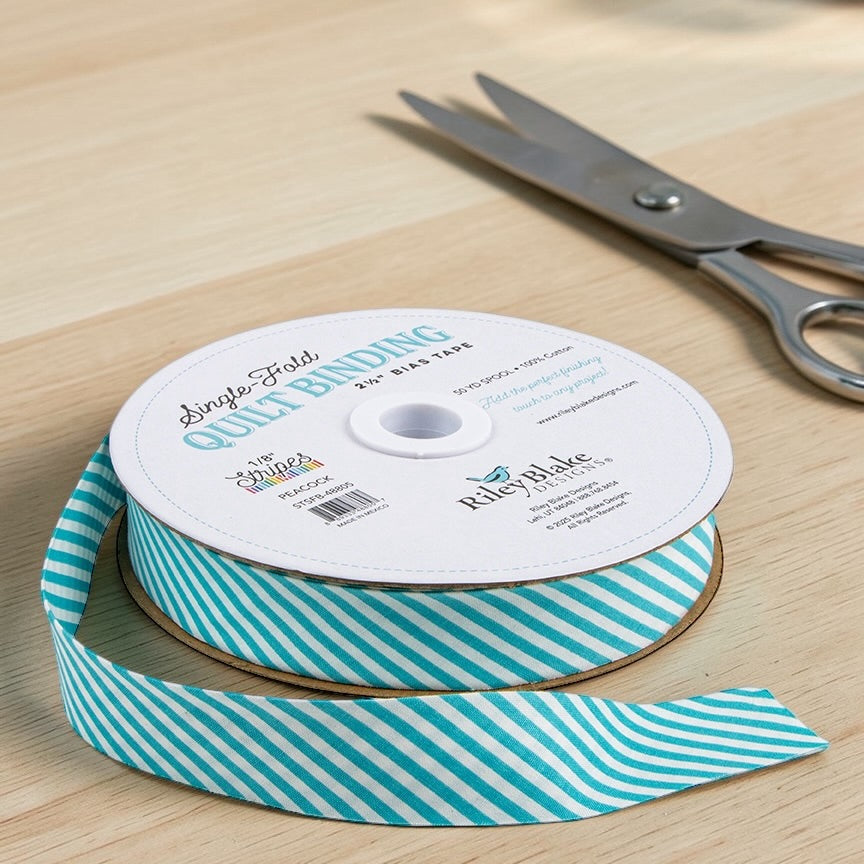 Single Fold Quilt Binding 1/8" Stripe | Peacock
