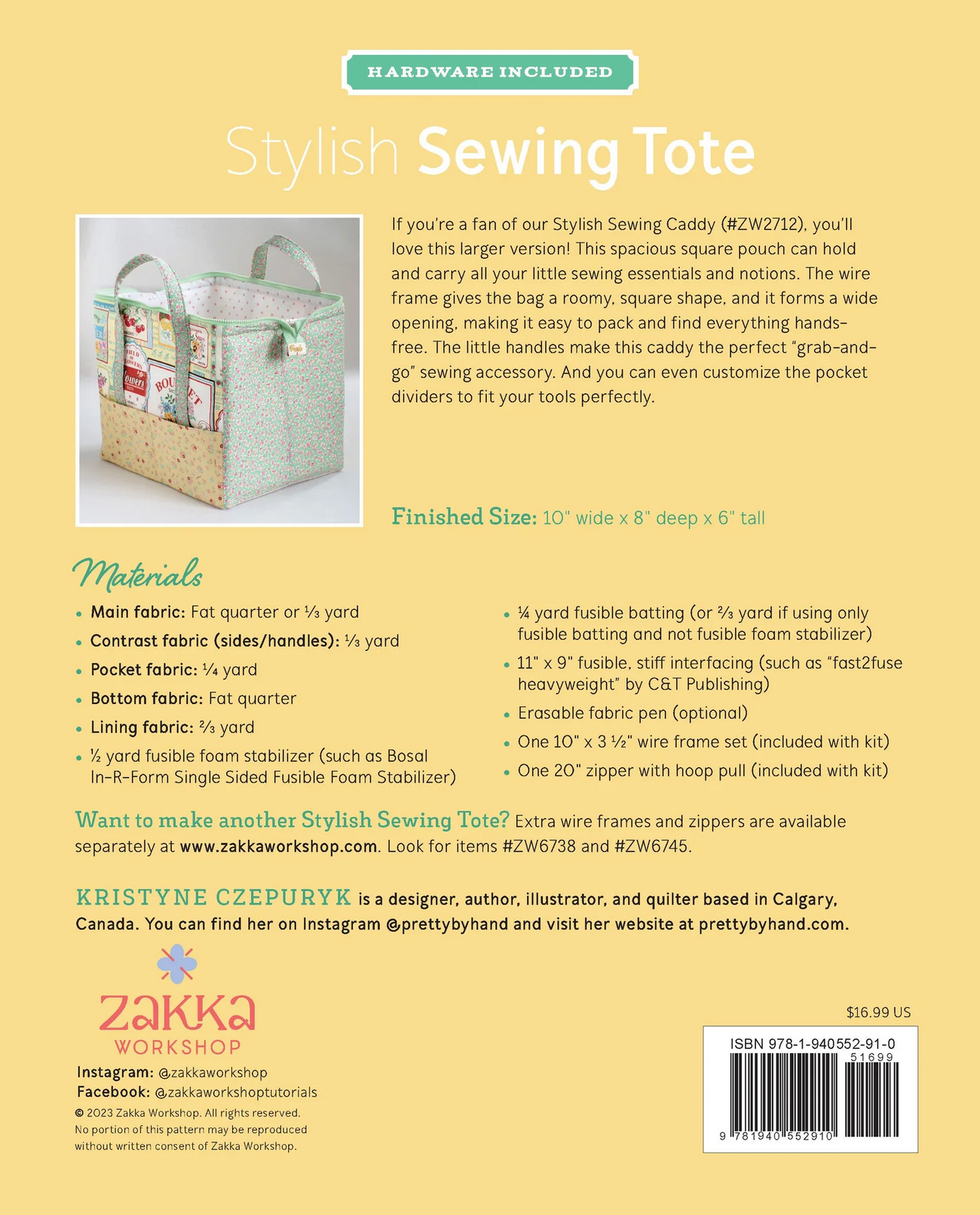 Stylish Sewing Tote Pattern & Hardware
