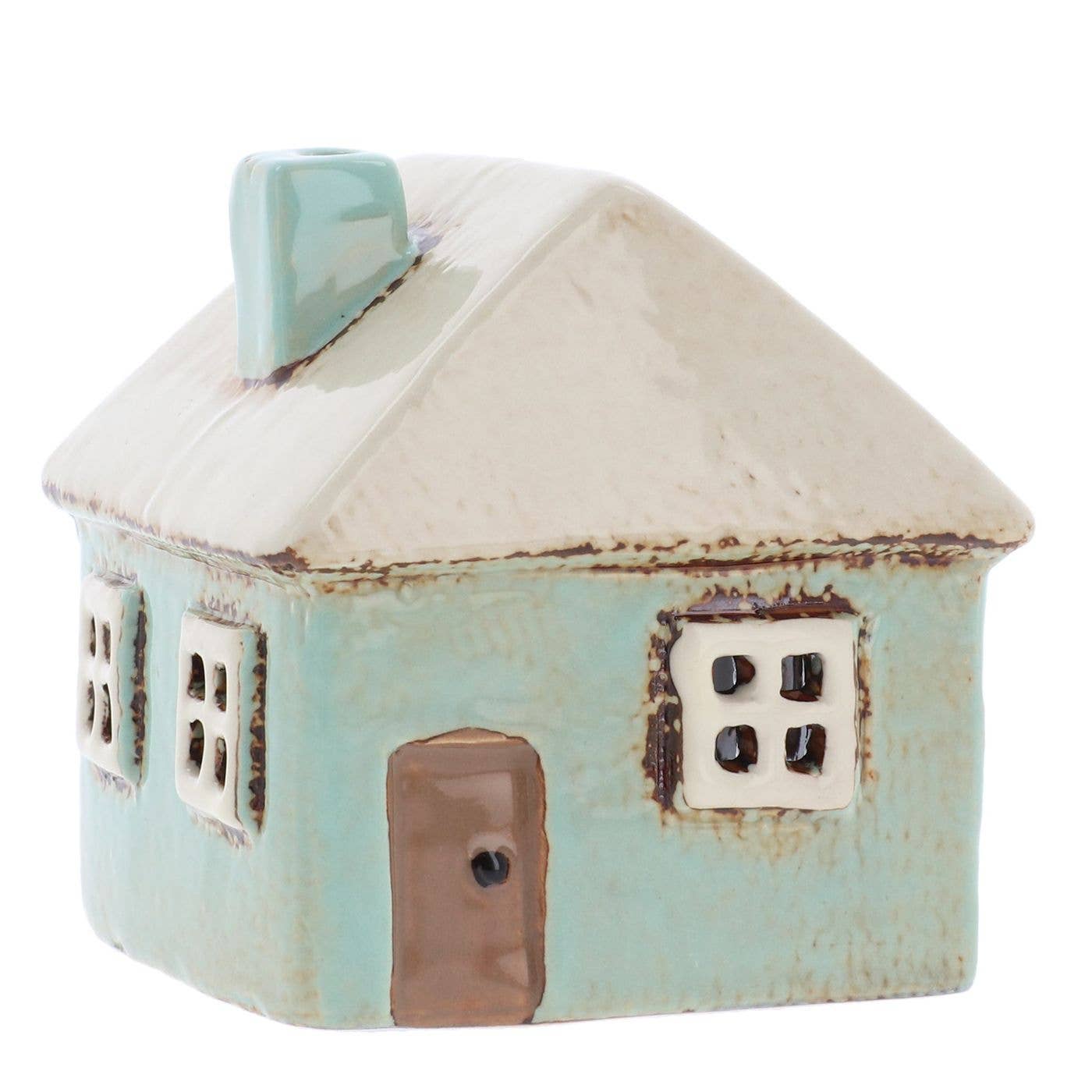 Village Pottery | Square House Mini Tea light | Aqua