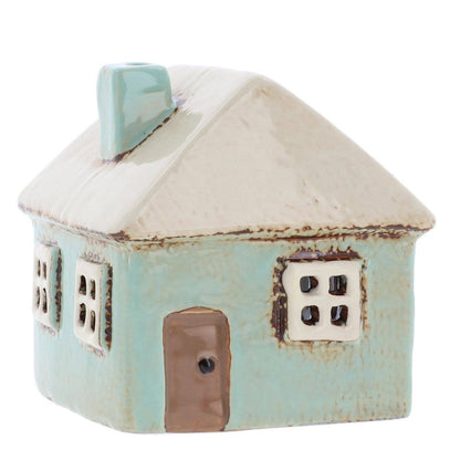 Village Pottery | Square House Mini Tea light | Aqua