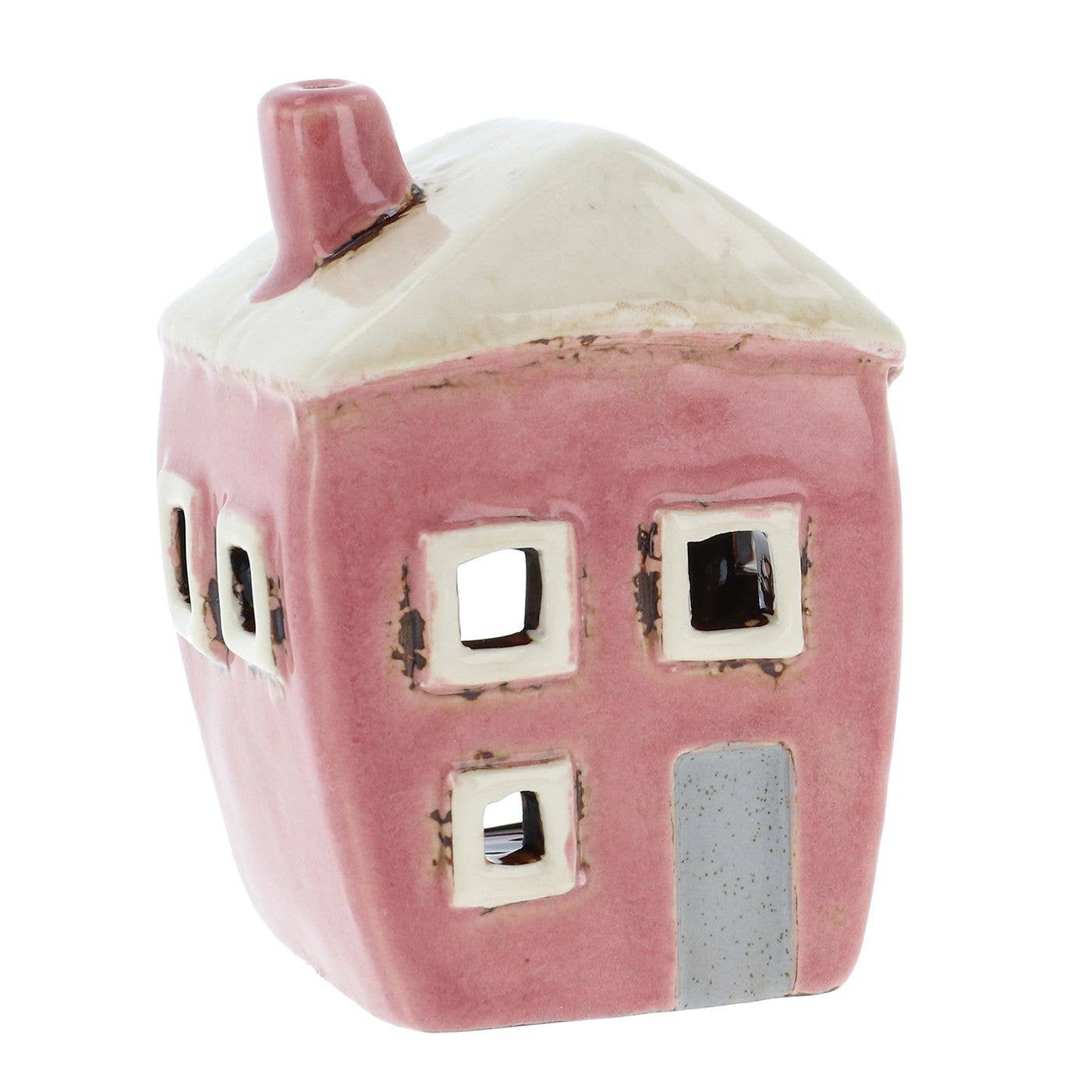 Village Pottery | Square House Mini Tea light | Pink