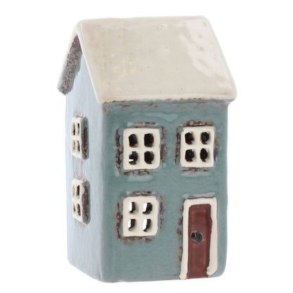 Village Pottery | Tall House Mini Tea light | Aqua