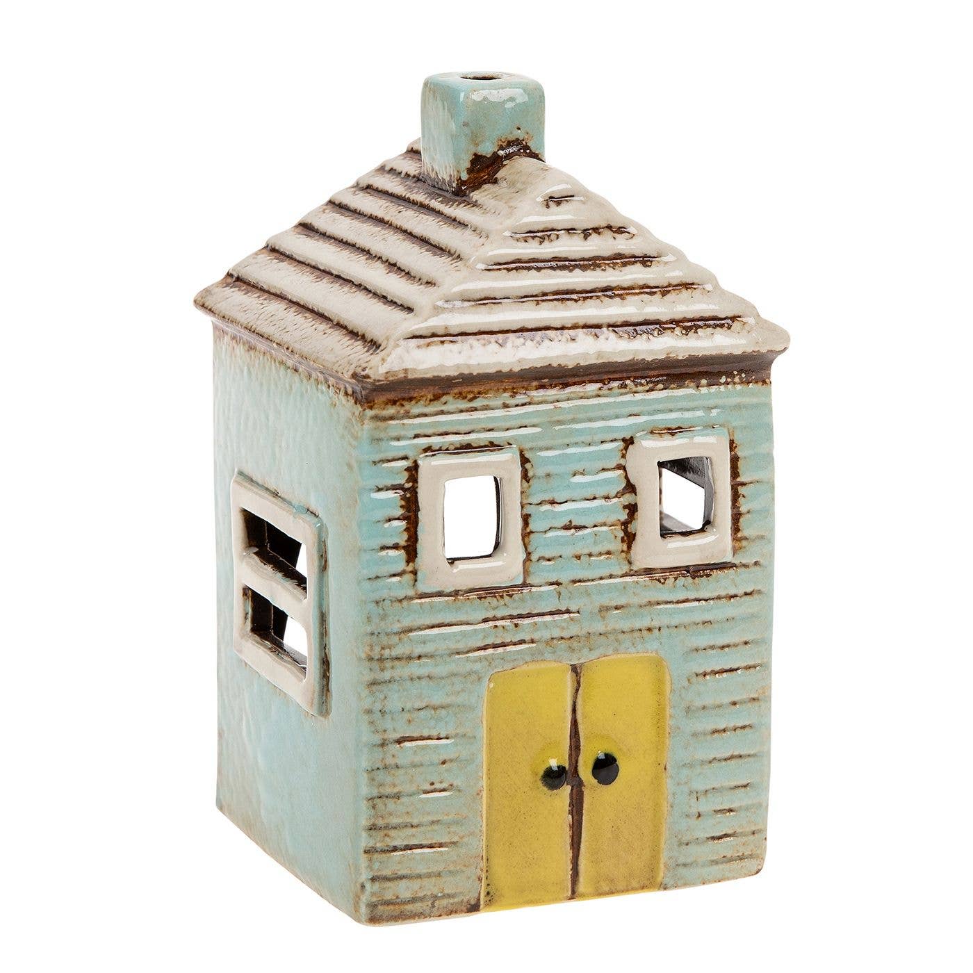 Village Pottery | Tall House Mini Tea light | Blue