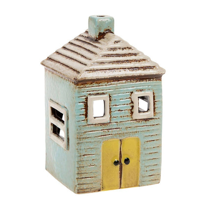 Village Pottery | Tall House Mini Tea light | Blue