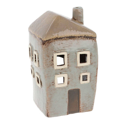 Village Pottery | Tall House Mini Tea light | Grey
