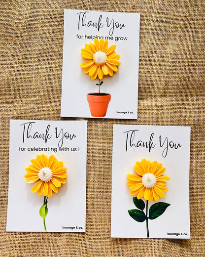 Kourage & co | Daisy Candle Thank you Card | Yellow Daisy - Japanese Honeysuckle