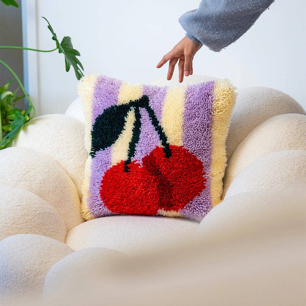 Cherry Ripe | Stripes | Latch Hook Cushion Kit