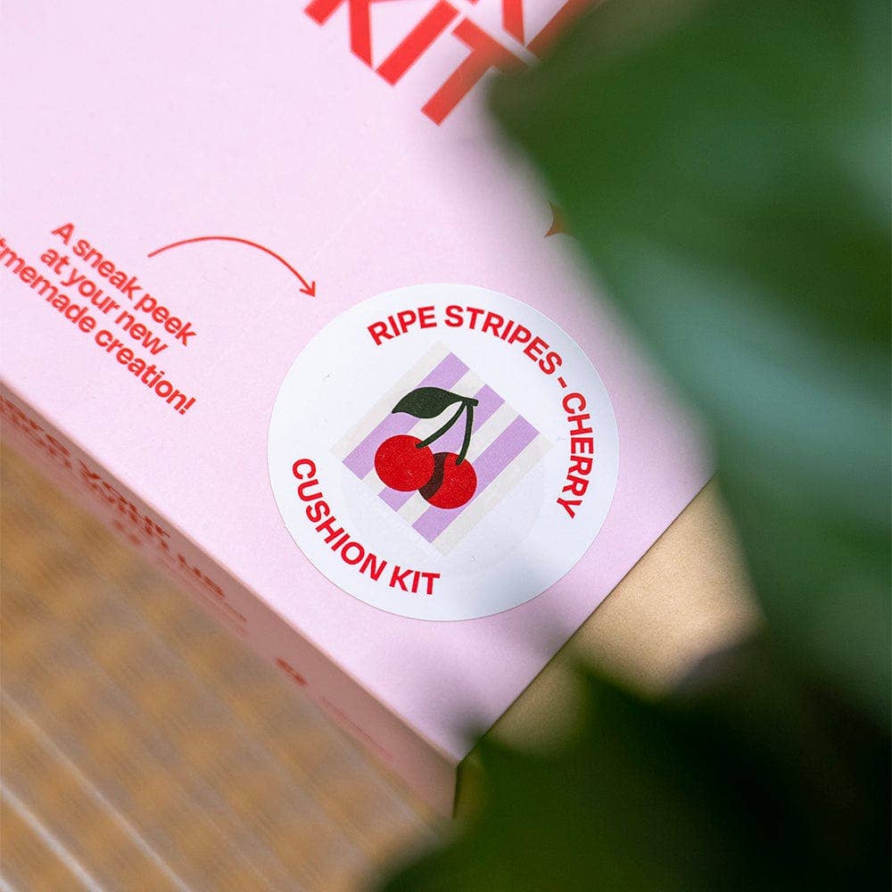 Cherry Ripe | Stripes | Latch Hook Cushion Kit