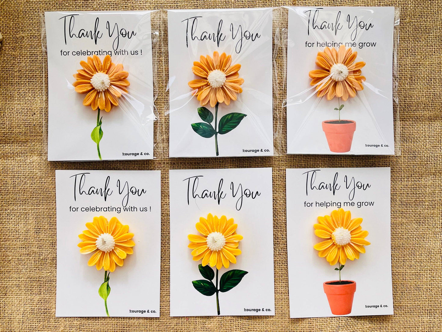 Kourage & co | Daisy Candle Thank you Card | Yellow Daisy - Japanese Honeysuckle