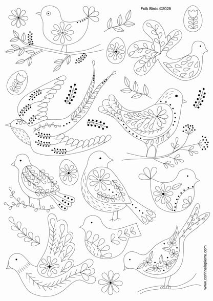 Stick and Stitch Embroidery | Folk Birds