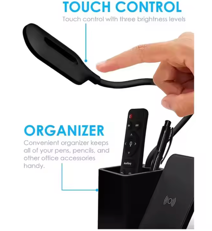 HaHaHome | 3-in-1 Wireless Charger with Pen Holder and Lamp | White