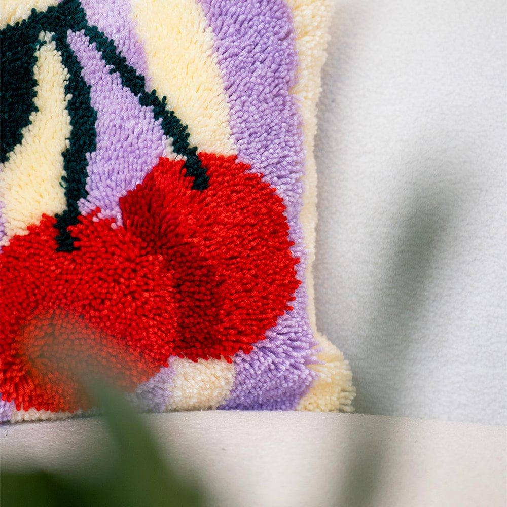 Cherry Ripe | Stripes | Latch Hook Cushion Kit