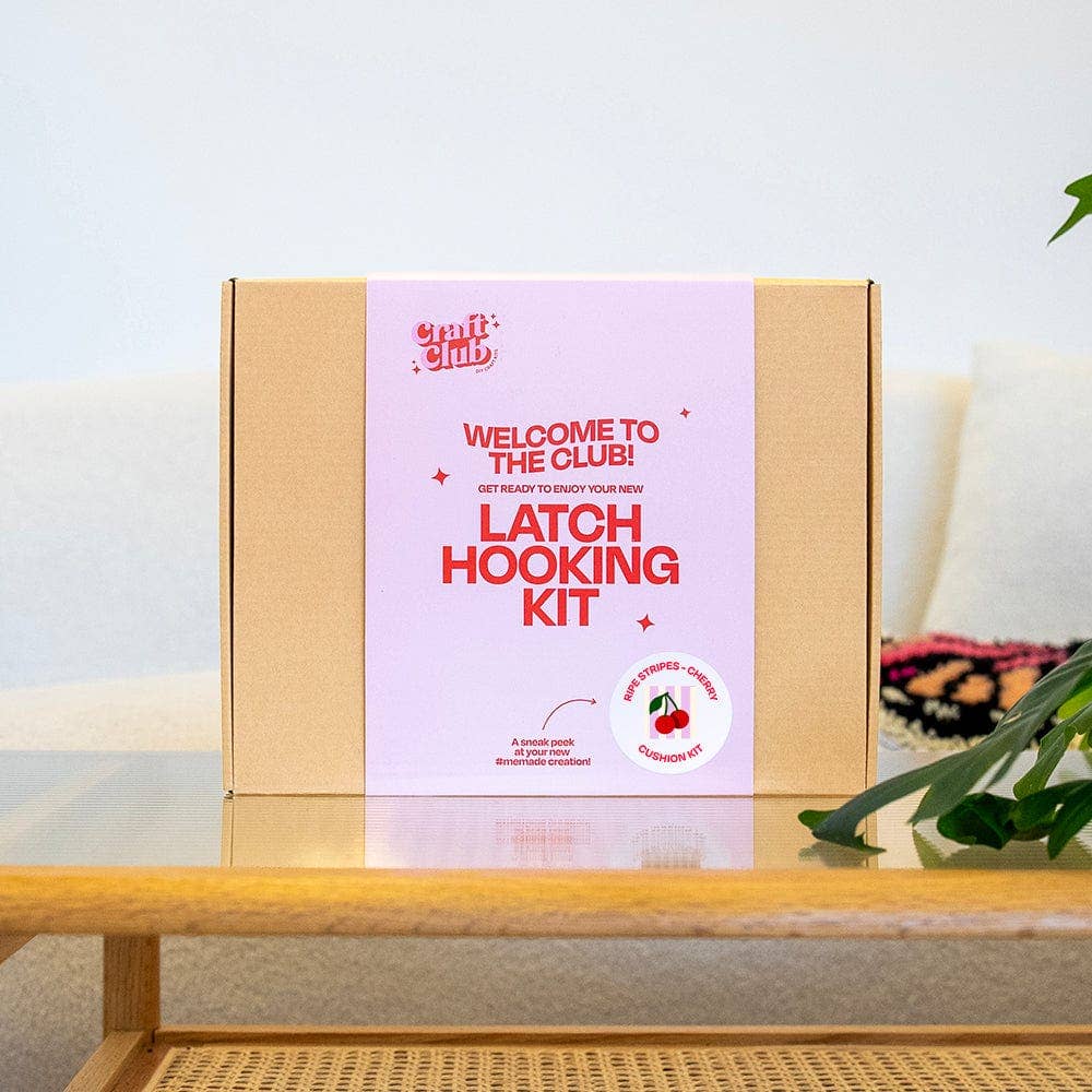 Cherry Ripe | Stripes | Latch Hook Cushion Kit