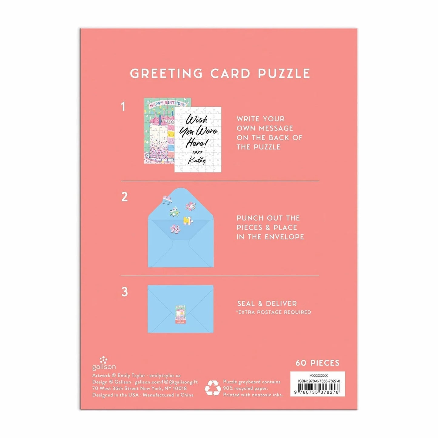 Patchwork with Busyfingers Confetti Birthday Cake greeting card puzzle, 60 pieces, FSC-certified paper and greyboard.