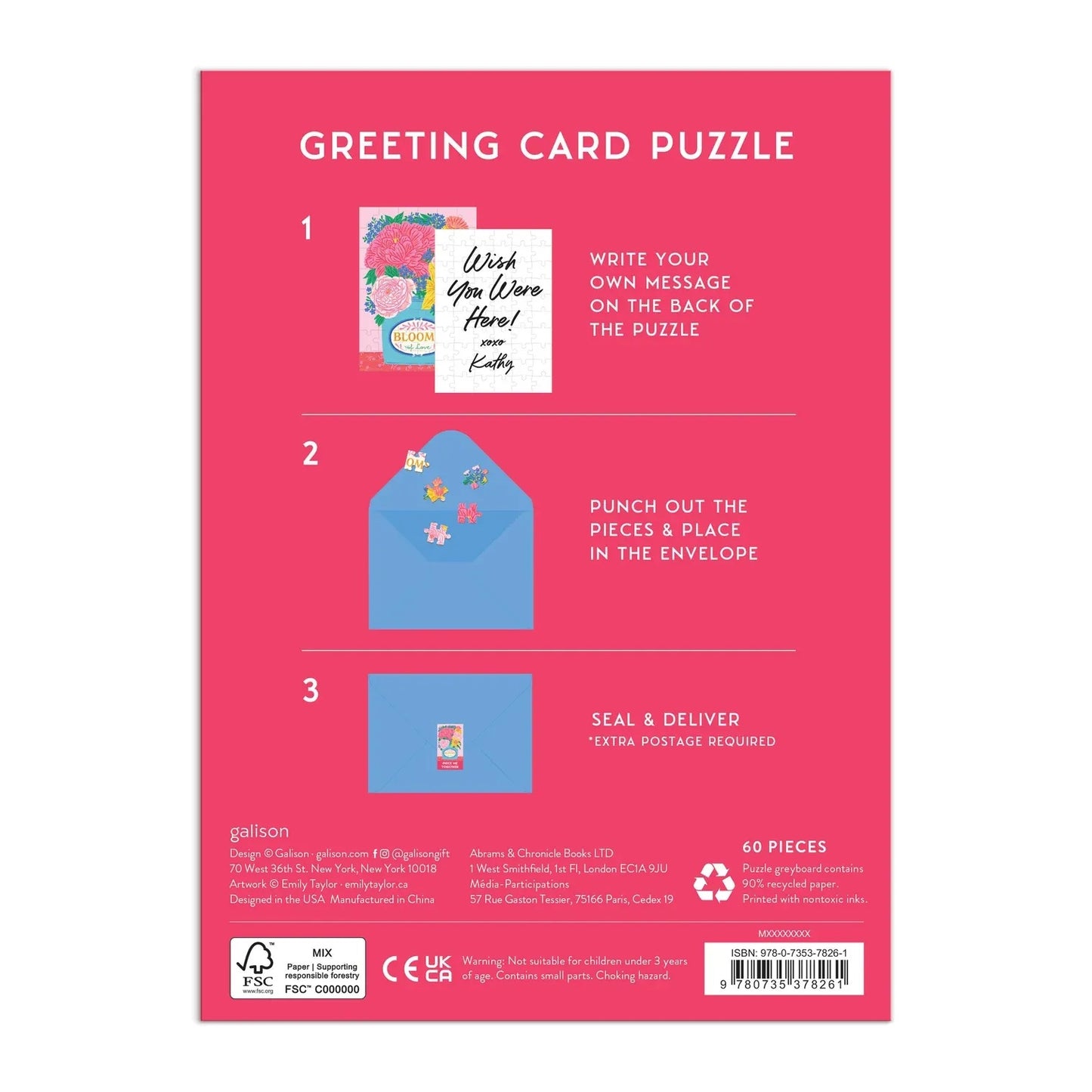 Patchwork with Busyfingers Blooms of Love greeting card puzzle with floral design and message space.