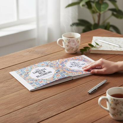 Patchwork with Busyfingers Happy Notes featuring colorful, patterned cards with uplifting messages like "It's the Little Things" and an owl design.