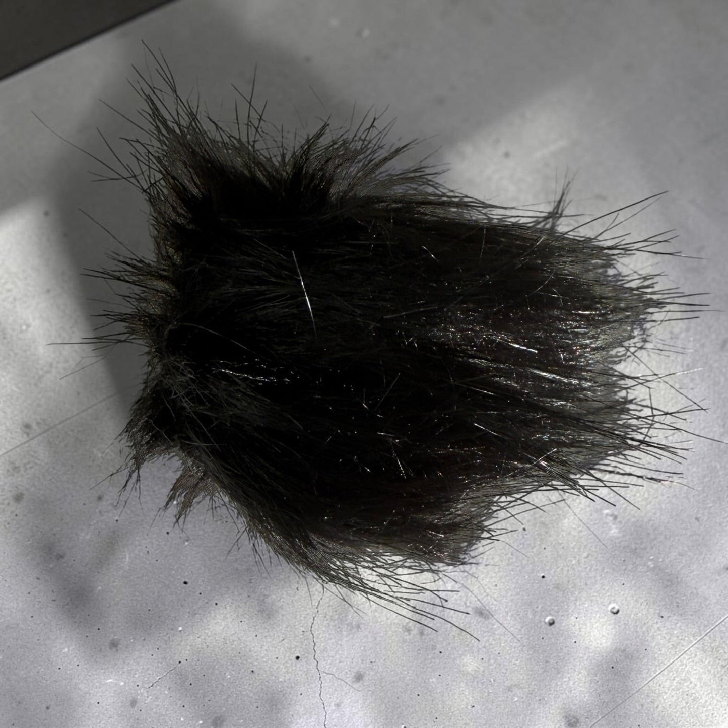 Patchwork with Busyfingers plush black faux fur pom pom for beanies with long soft synthetic fibers