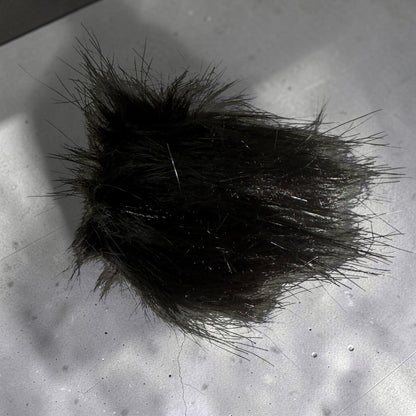 Patchwork with Busyfingers plush black faux fur pom pom for beanies with long soft synthetic fibers