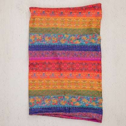 Patchwork with Busyfingers boho bandeau with rainbow stripes and floral patterns. Soft, stretchy fabric.