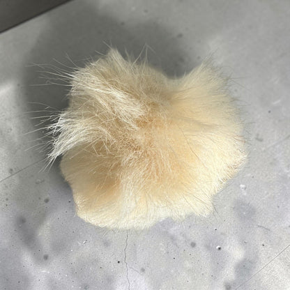 Patchwork with Busyfingers cream plush faux fur pom pom for beanies and winter accessories
