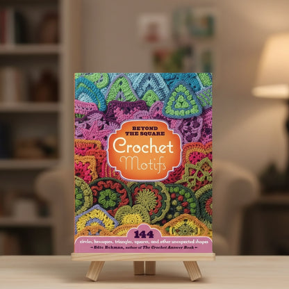 Patchwork with Busyfingers Beyond the Square Crochet Motifs book cover featuring colorful geometric yarn patterns.