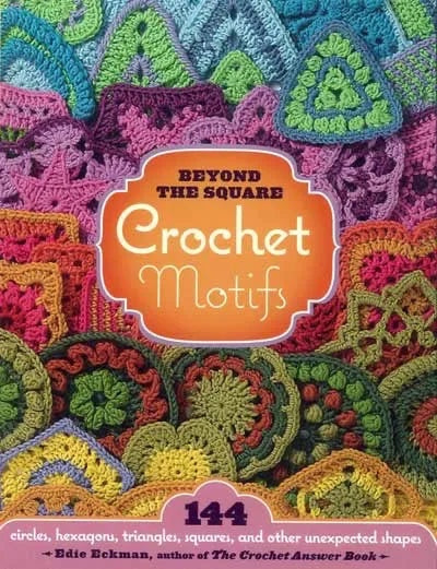 Patchwork with Busyfingers Beyond the Square Crochet Motifs book cover featuring colorful geometric yarn designs