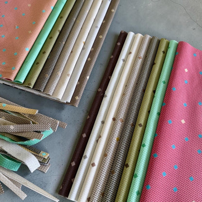 Patchwork with Busyfingers Garden Mist 100% cotton fabric fat eighth pack featuring 8 assorted patterned prints.