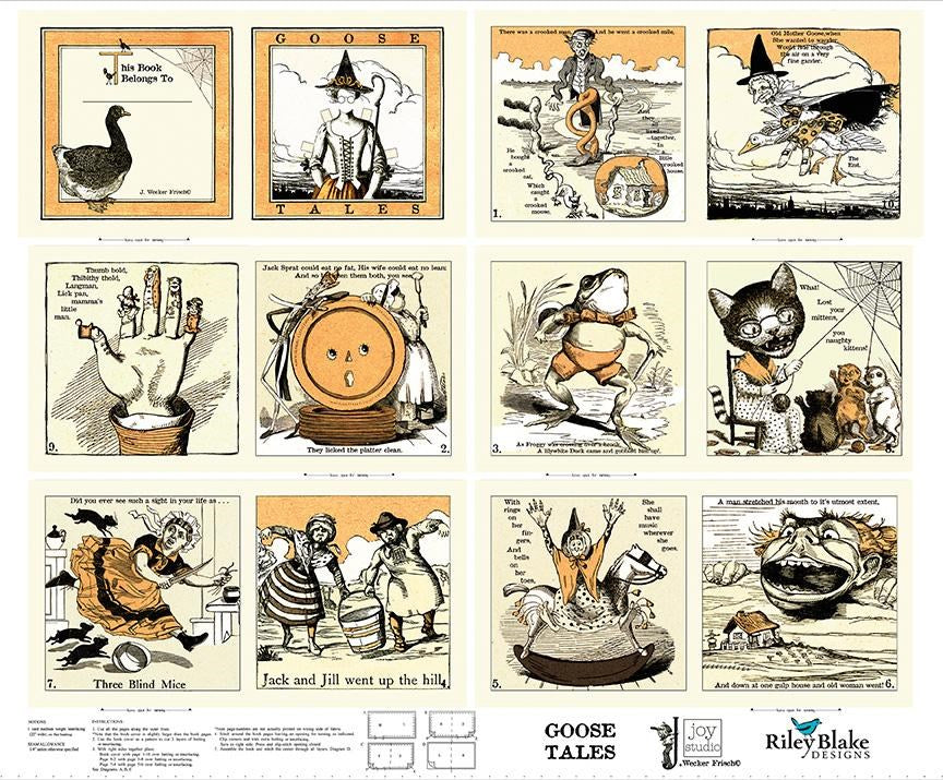 Patchwork with Busyfingers Goose Tales softbook fabric panel featuring classic nursery rhyme illustrations