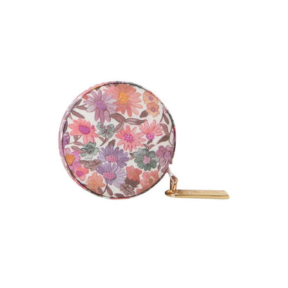 Patchwork with Busyfingers Liberty Tana Lawn cotton measuring tape with floral print and gold tab. Push-button retract.