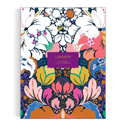 Patchwork with Busyfingers Liberty Glastonbury Paint by Number Kit featuring a vibrant floral pattern with numbered sections for painting.