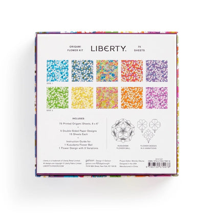 Patchwork with Busyfingers Liberty Classic Floral Origami Flower Kit with 75 sheets of double-sided floral print paper and instruction guide.