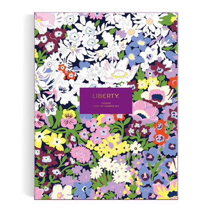 Patchwork with Busyfingers Liberty Thorpe Paint by Number Kit featuring a vibrant floral pattern with numbered sections for painting.