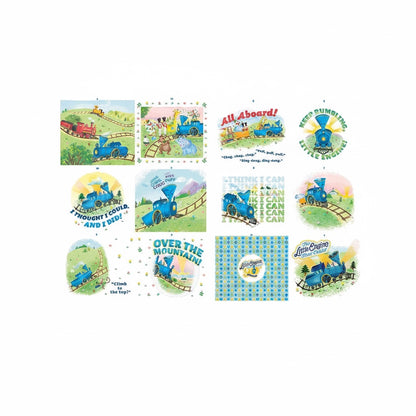 Patchwork with Busyfingers The Little Engine That Could fabric panel featuring colorful train illustrations for books