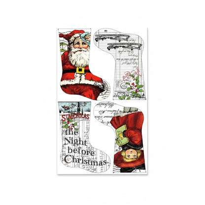 Patchwork with Busyfingers Nicholas Christmas stocking fabric panel featuring vintage Santa and holiday illustrations