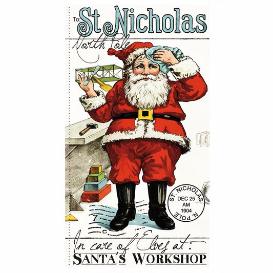 Patchwork with Busyfingers St. Nicholas fabric panel featuring a vintage Santa Claus illustration for quilting.