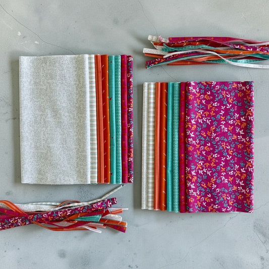 Patchwork with Busyfingers Sunset Splash 8-piece cotton fabric fat eighth pack with assorted floral and geometric prints