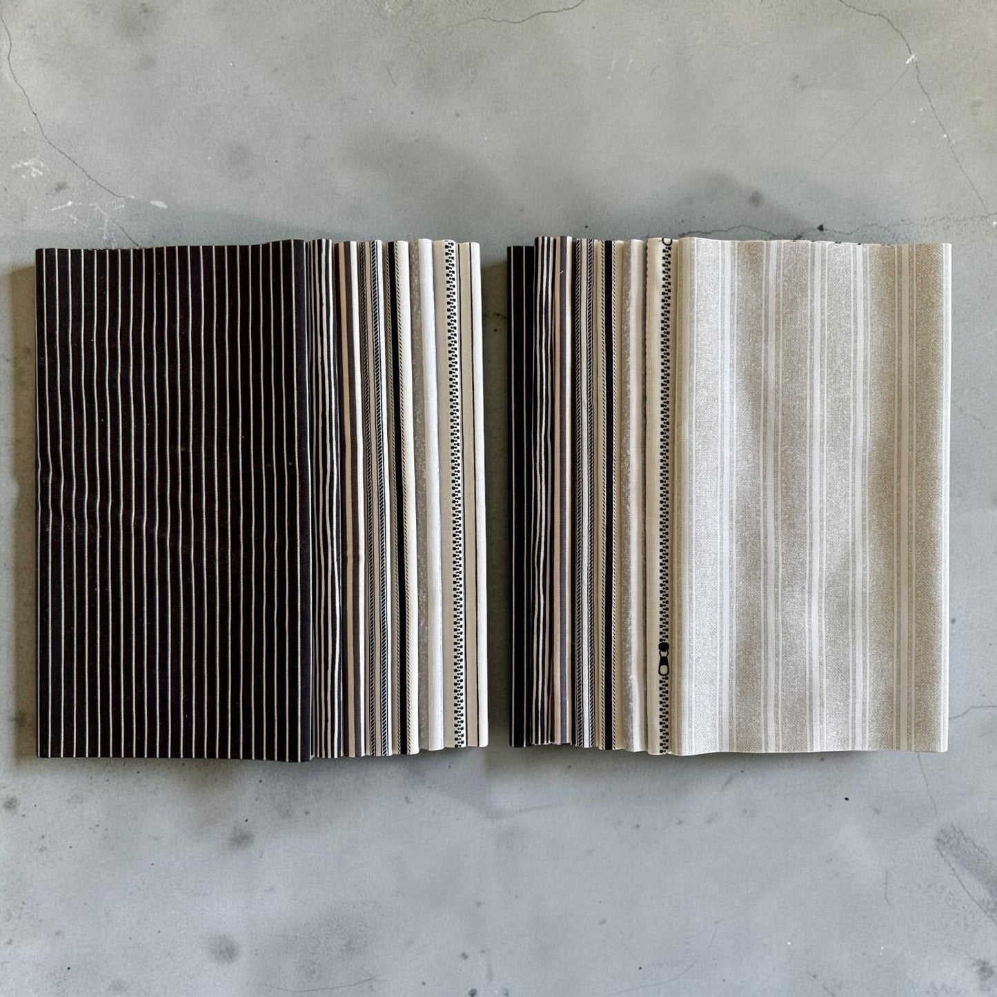 Patchwork with Busyfingers 8-piece fat eighth cotton fabric pack featuring assorted black and white tonal stripe prints.