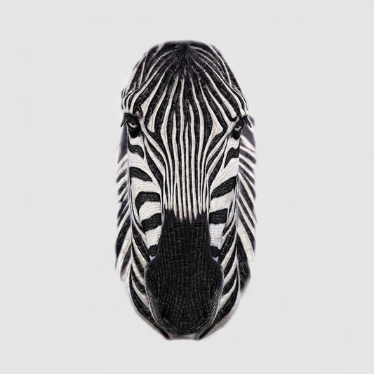 Patchwork with Busyfingers It's a Crayola World zebra fabric panel featuring a detailed black and white zebra head