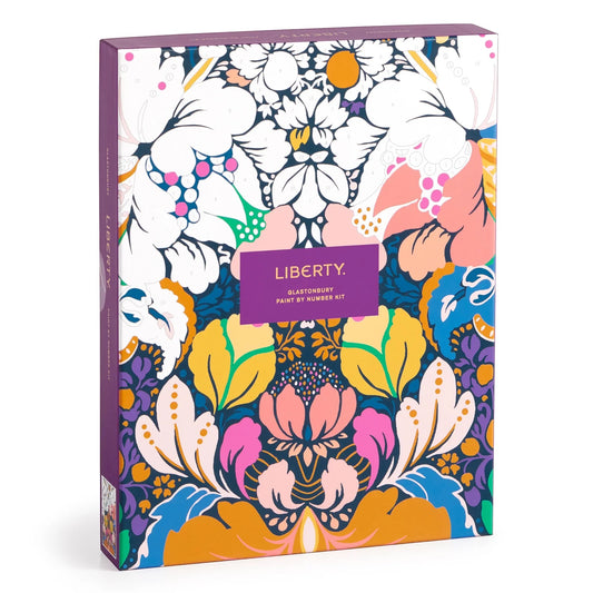 Patchwork with Busyfingers Liberty Glastonbury Paint by Number Kit with vibrant floral pattern and numbered sections.