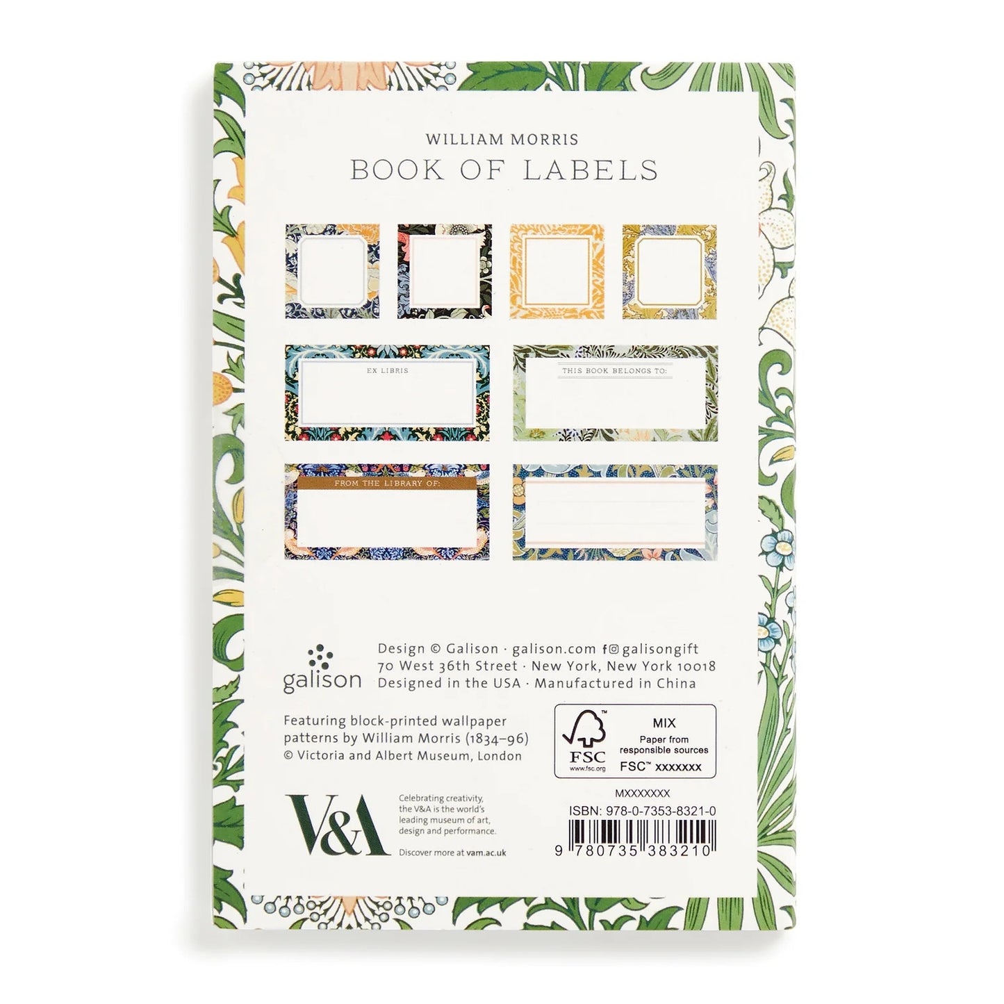 Patchwork with Busyfingers William Morris Book of Labels featuring floral designs for gifts and books. Includes address labels and bookplates.