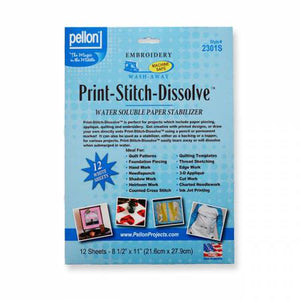 Pellon Print-Stitch-Dissolve Weiße Blätter 12St