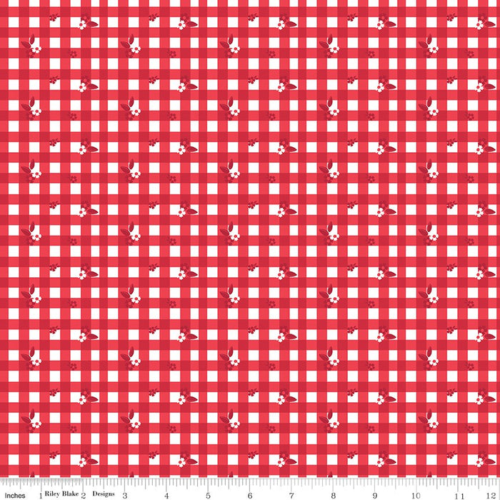 Cheerfully Red Ditsy Gingham White